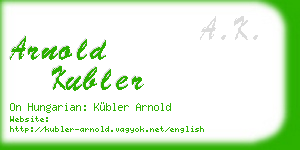 arnold kubler business card